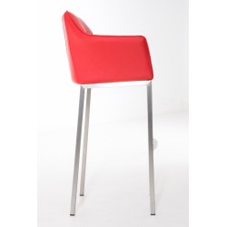 Scaun de bar Damaso E cu structură cu 4 picioare, culoare roșie