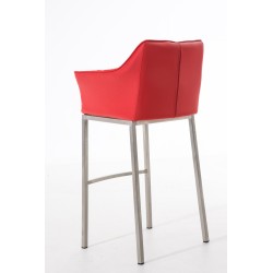 Scaun de bar Damaso E cu structură cu 4 picioare, culoare roșie