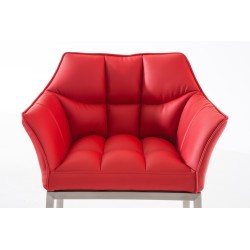 Scaun de bar Damaso E cu structură cu 4 picioare, culoare roșie