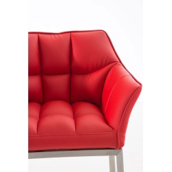 Scaun de bar Damaso E cu structură cu 4 picioare, culoare roșie