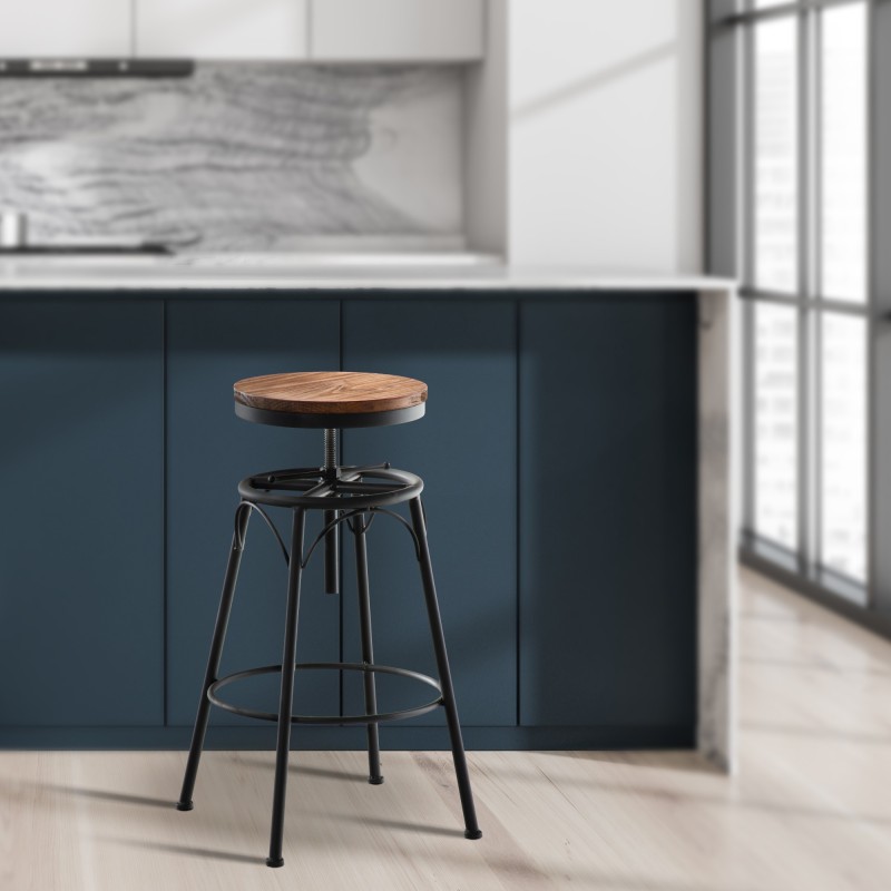 Scaun de bar negru Beam