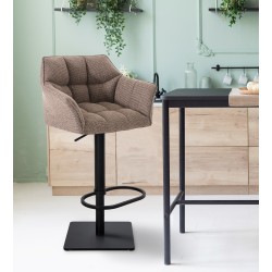 Scaun de bar Damaso B din material textil maro terra