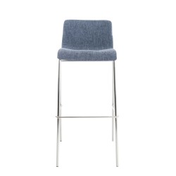 Scaun de bar Hoover din material textil, cu 4 picioare, cadru cromat albastru
