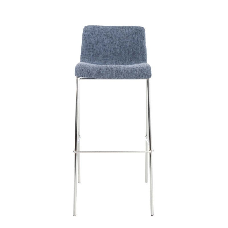 Scaun de bar Hoover din material textil, cu 4 picioare, cadru cromat albastru