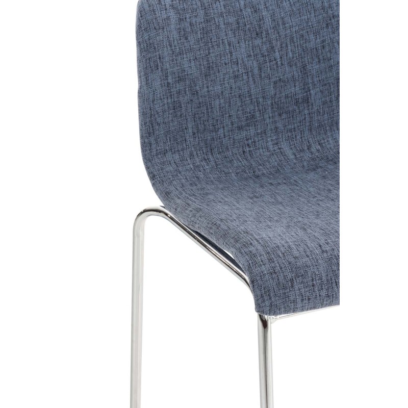 Scaun de bar Hoover din material textil, cu 4 picioare, cadru cromat albastru