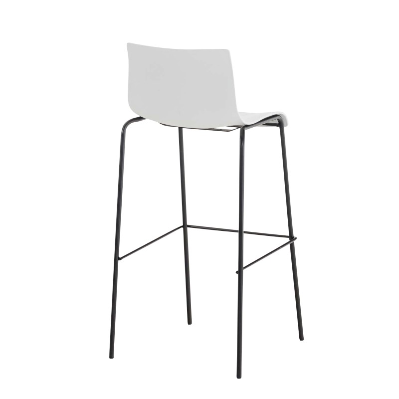 Scaun de bar Hoover cu 4 picioare, alb-negru