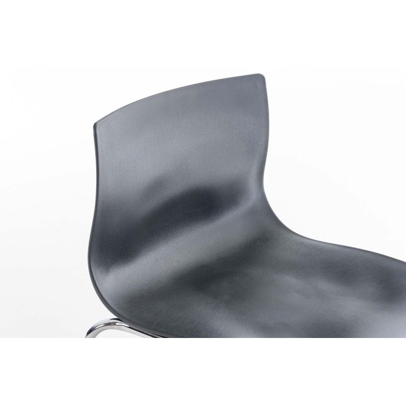 Set de 2 scaune de bar din plastic Hoover, cadru cu 4 picioare, gri crom