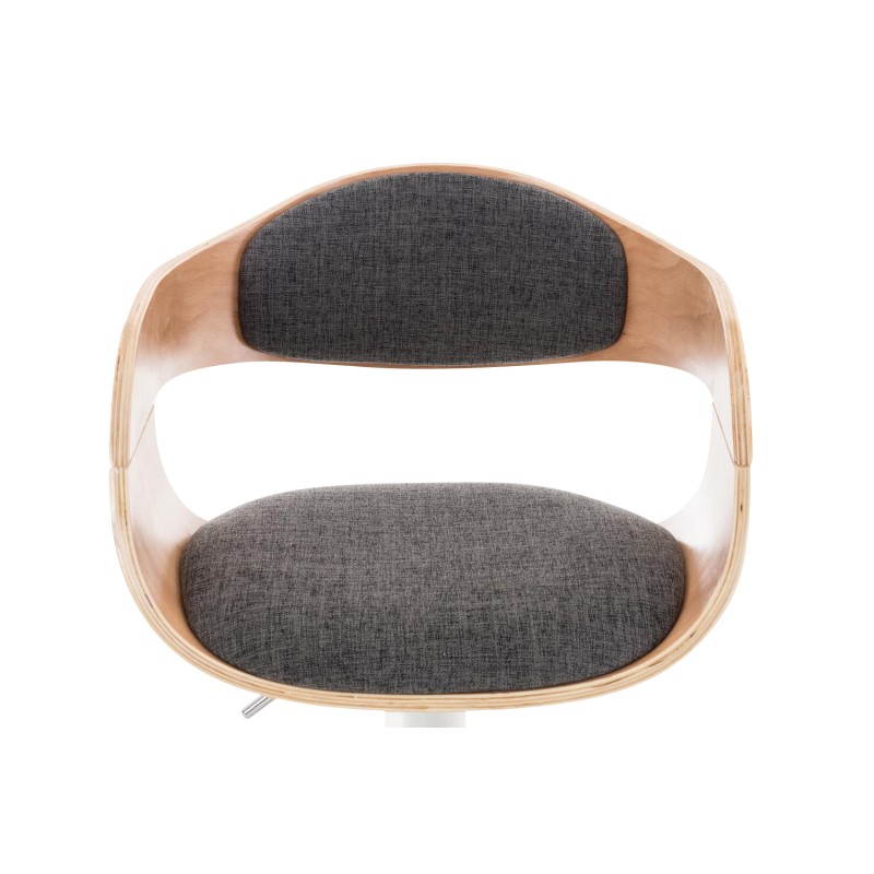 Scaun de bar Kingston C, material textil natural/gri deschis