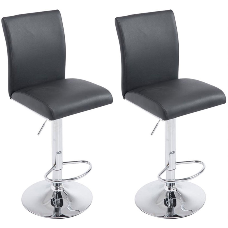 Set de 2 scaune de bar Cologne din piele ecologică cromată neagră