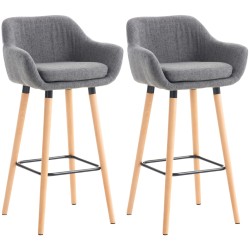 Set de 2 scaune de bar Grant din material textil gri deschis