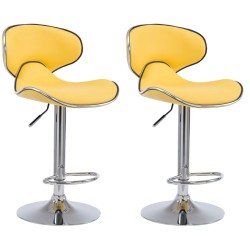Set de 2 scaune de bar Las Vegas V2 din imitație de piele cromată galbenă