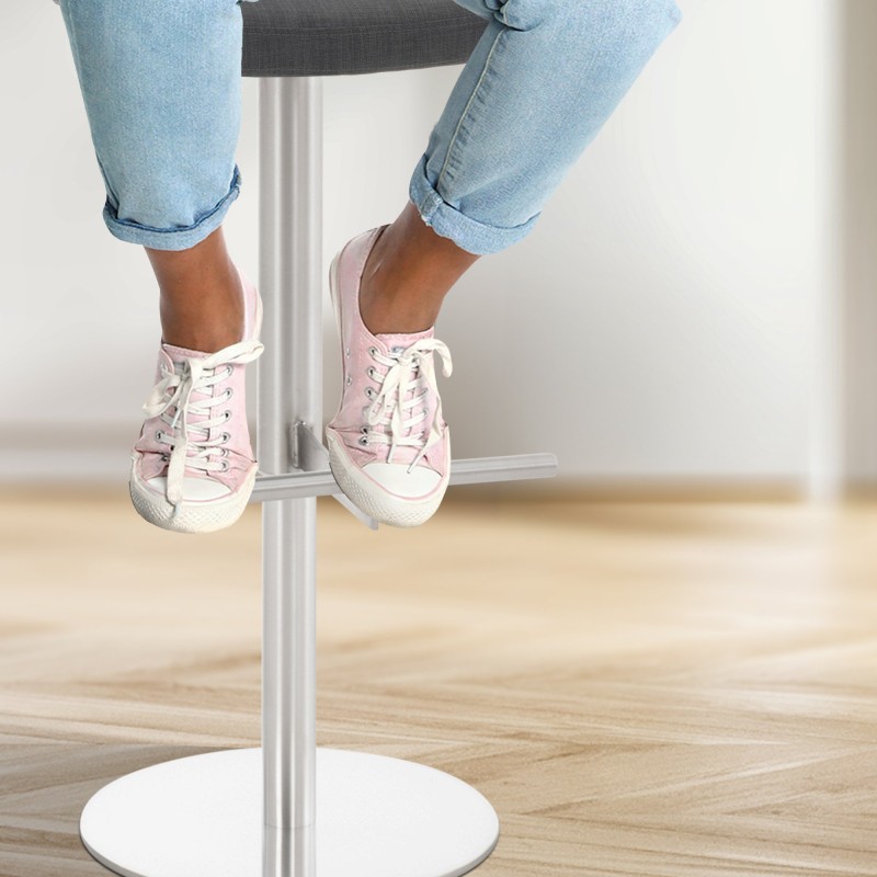 Scaun de bar Cadiz din material textil din oțel inoxidabil gri închis