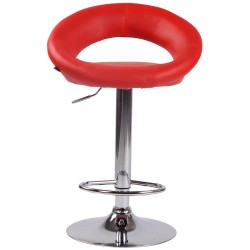 Scaun de bar Olinda din piele ecologică cromată roșie