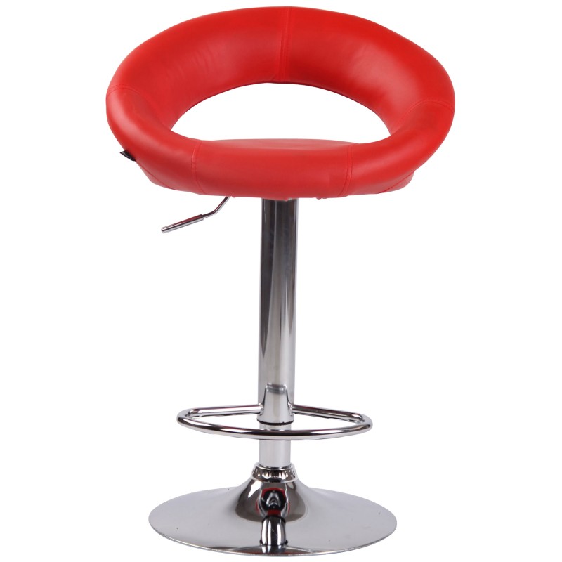 Scaun de bar Olinda din piele ecologică cromată roșie