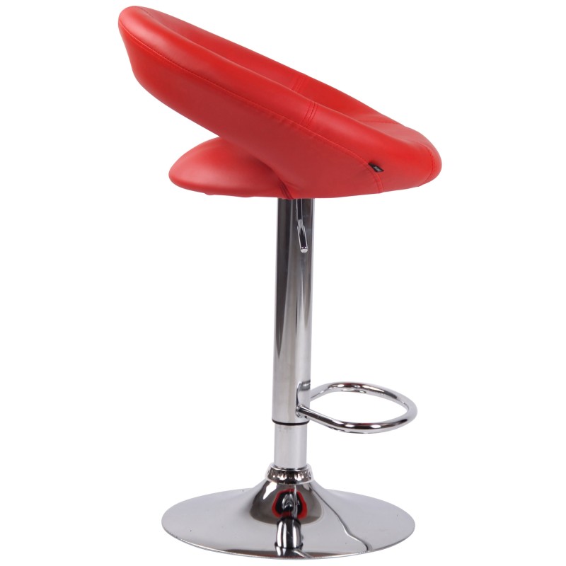 Scaun de bar Olinda din piele ecologică cromată roșie
