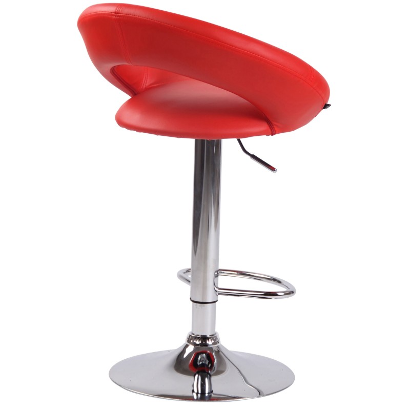 Scaun de bar Olinda din piele ecologică cromată roșie