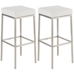 Set de 2 scaune de bar Montreal 85 din imitație de piele albă și oțel inoxidabil