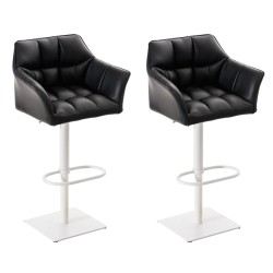 Set de 2 scaune de bar Damaso din piele ecologică albă și neagră
