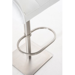 Set de 2 scaune de bar Damaso din piele ecologică albă și oțel inoxidabil