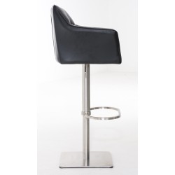 Set de 2 scaune de bar Damaso din piele ecologică neagră și oțel inoxidabil