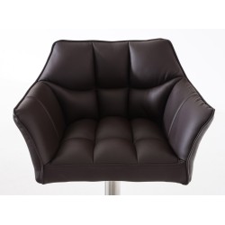 Set de 2 scaune de bar Damaso din piele ecologică maro și oțel inoxidabil