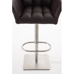 Set de 2 scaune de bar Damaso din piele ecologică maro și oțel inoxidabil