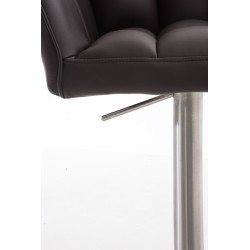 Set de 2 scaune de bar Damaso din piele ecologică maro și oțel inoxidabil