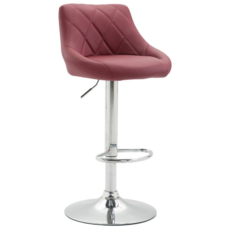 Scaun de bar Lazio din imitație de piele cromată bordo