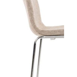 Set de 2 scaune de bar Hoover, material textil cu 4 picioare, cadru cromat crem