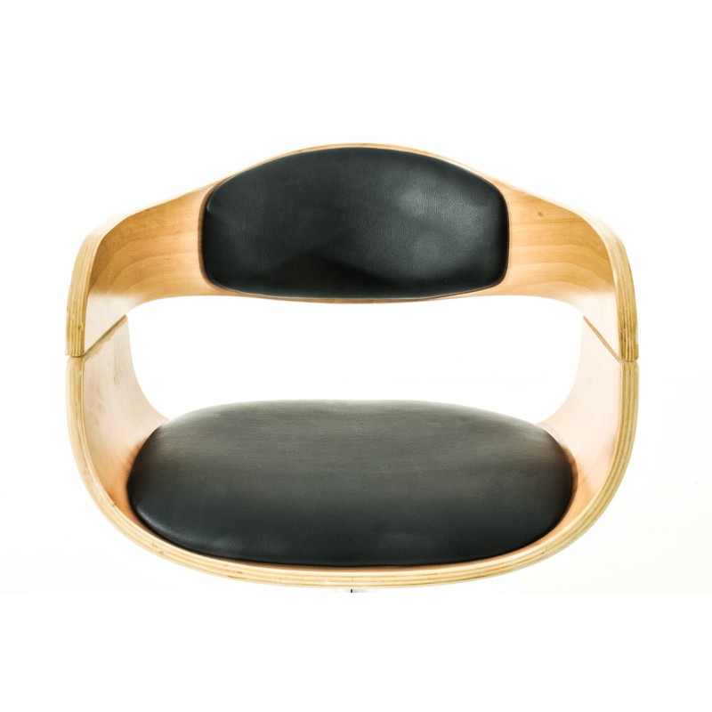 Set de 2 scaune de bar Kingston C din piele ecologică naturală/neagră