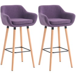 Set de 2 scaune de bar Grant din material textil violet