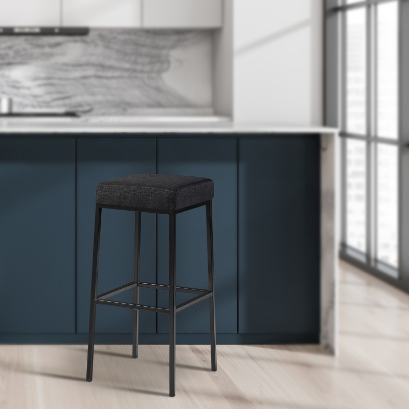 Set de 2 scaune de bar Montreal 85 din material textil gri închis și negru