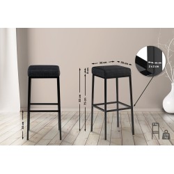 Set de 2 scaune de bar Montreal 85 din material textil gri închis și negru