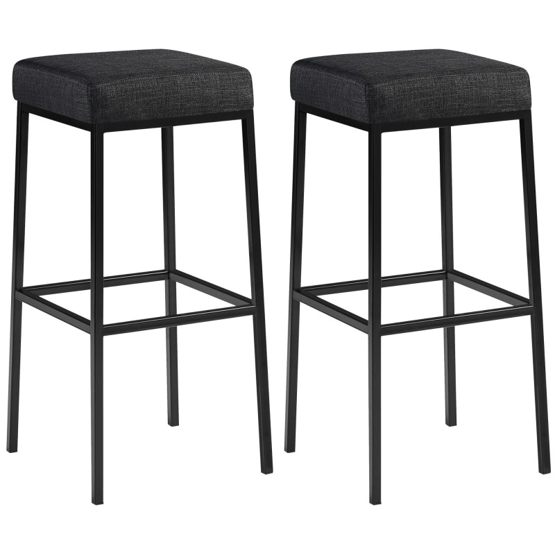 Set de 2 scaune de bar Montreal 85 din material textil gri închis și negru