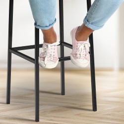 Set de 2 scaune de bar Montreal 85 din material textil gri închis și negru