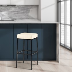 Set de 2 scaune de bar Montreal 80 din piele ecologică neagră și crem