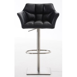 Set de 2 scaune de bar Damaso din piele ecologică neagră și oțel inoxidabil