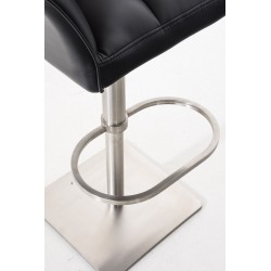 Set de 2 scaune de bar Damaso din piele ecologică neagră și oțel inoxidabil