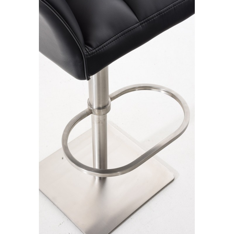 Set de 2 scaune de bar Damaso din piele ecologică neagră și oțel inoxidabil