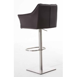 Set de 2 scaune de bar Damaso din piele ecologică maro și oțel inoxidabil