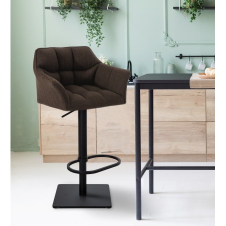 Set de 2 scaune de bar din material textil Damaso, negru și maro