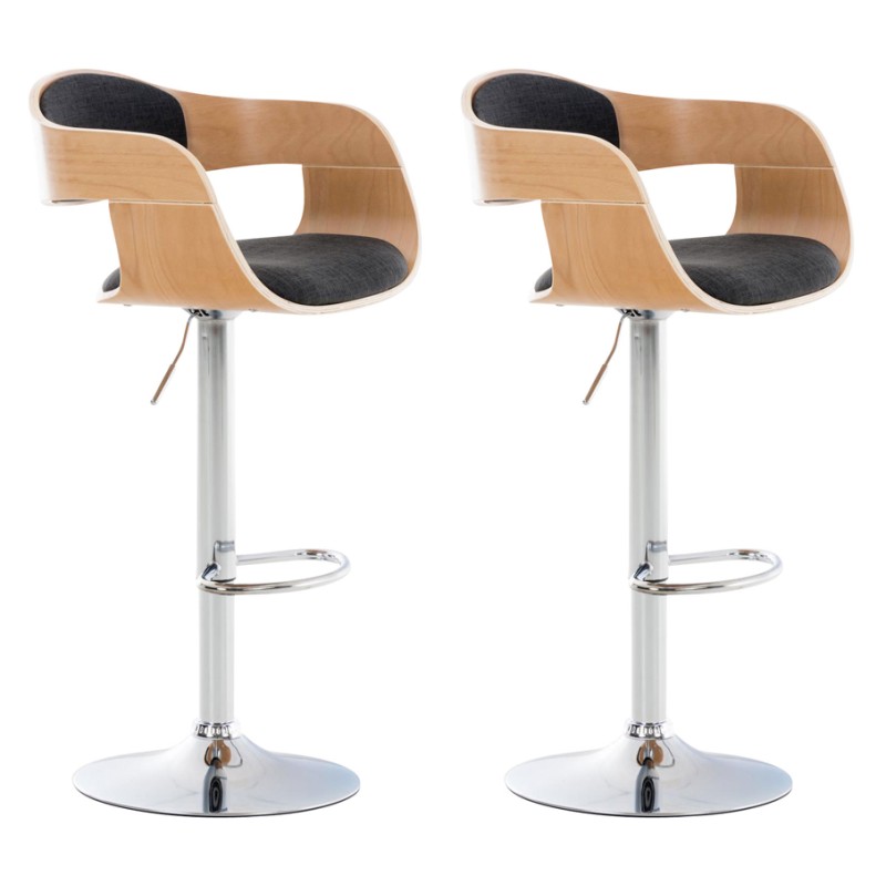 Set de 2 scaune de bar Kingston C, material textil natural/gri închis