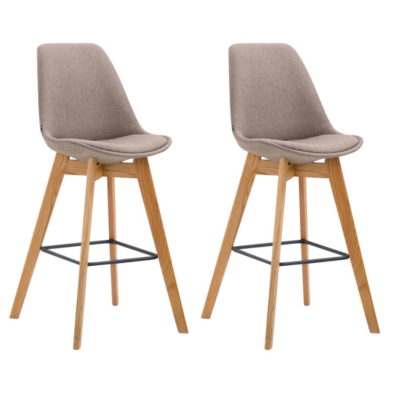 Set de 2 scaune de bar Metz din material textil taupe natura