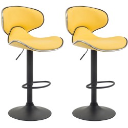 Set de 2 scaune de bar Las Vegas V2 din piele ecologică neagră și galbenă