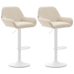 Set de 2 scaune de bar Braga din piele ecologică, alb-crem