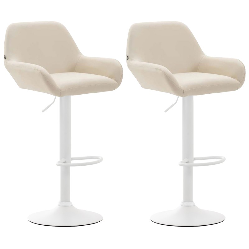 Set de 2 scaune de bar Braga din piele ecologică, alb-crem