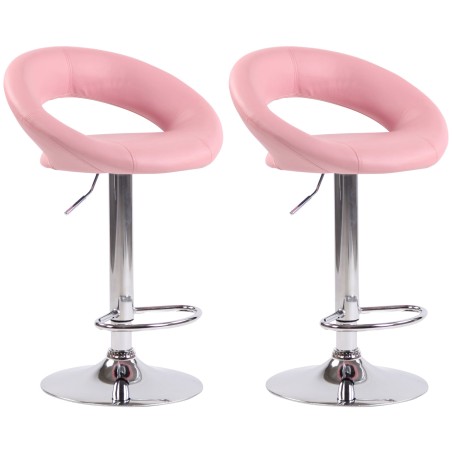 Set de 2 scaune de bar Olinda din piele ecologică cromată roz