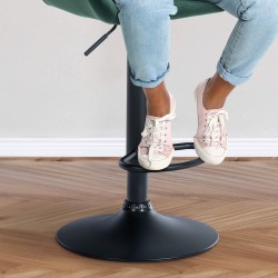 Scaun de bar Braga din catifea neagră și verde închis