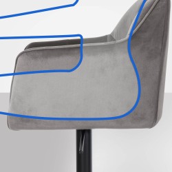 Scaun de bar Damaso B din catifea gri