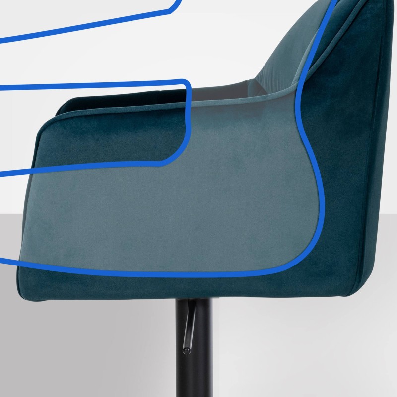 Scaun de bar Damaso B din catifea verde